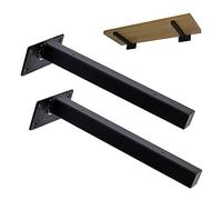 Support D'étagère Mural Rétro Noir,2 Pièces, Équerre pour Étagere Industrielle, Équerre De Fixation Flottants Invisibles, Supports De Bricolage De Rayonnage Décoratives,Black-40cm/15.7in