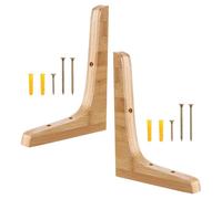 Support D'étagère Murale Lot de 2 Triangulaire en Bambou, Beige | Bois Massif, Trous Prépercés et Angle 90°, Vis et Chevilles Incluses, pour Étagères D'angle ou Jardinières