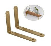 Support D'étagère Murale Rétro-Équerre pour Étagere Dorée-Équerre De Fixation Industriels,Support De Rayonnage en Forme De L,10×8Cm,15 ×10Cm,20×12Cm,25×15Cm,15×10cm/5.9in×3.9in