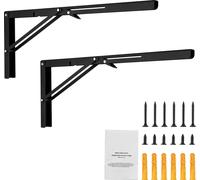 Support d'étagère pliable SucceBuy, 24" L, 2 pièces. Supports d'étagères flottants pour charges lourdes. support d'étagère en L noir mat de 5 mm d'épaisseur. Supports d'étagères en acier avec une capa