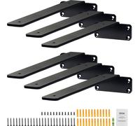 Support d'étagère VEVOR, 310 x 100 x 45 mm, 6 pièces, support d'étagère flottant robuste, supports pour étagères, support d'étagère en L noir mat de 5 mm d'épaisseur, support d'étagère en acier avec u