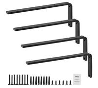 Support d'étagère VEVOR, 410 x 155 x 35 mm, 4 pièces, support d'étagère flottant robuste, supports pour étagères, support d'étagère en L noir mat de 10 mm d'épaisseur, support d'étagère en acier avec
