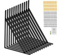 Support d'étagère VEVOR, 460 x 305 x 25 mm, 12 pièces, support d'étagère flottant, supports pour étagères, support d'étagère triangulaire noir mat de 3 mm d'épaisseur, support d'étagère en acier avec
