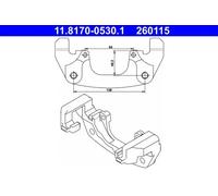 ATE Support d'étrier de frein 11.8170-0530.1 pour BMW X5 (E53) 4.4 2003-2006, X3
