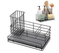 Support d'évier de cuisine avec plateau en pierre de diatomite, support de rangement pour éponge avec tampon absorbant à séchage rapide, support en acier au carbone pour éponges et brosses