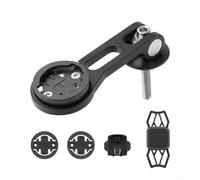 Support d'extension d'ordinateur de vélo en alliage d'aluminium et support de téléphone, support compatible avec Garmin Bryton, Cateye Gps, poignée en silicone pour la route et le vélo (A-noir)