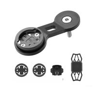 Support d'extension d'ordinateur de vélo en alliage d'aluminium et support de téléphone, support compatible avec Garmin Bryton, Cateye Gps, poignée en silicone pour la route et le vélo (B-noir)