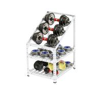Support D'haltères En Acier À 2/3 Couches, Présentoir For Équipement D'exercice Domicile/salle De Sport, Espacement Réglable, Capacité Charge 100 Kg, For Plaques Poids(White,67.5x45x37.5cm)