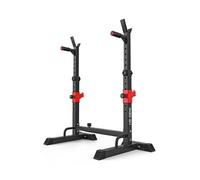 Hop-Sport Support d'Haltères Réglable HS-1004L, Rack de Squat et Support pour Barre Longue, Capacité Maximale 250 kg, Support de Musculation Ajustable Noir / Rouge