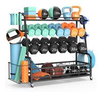 Support d'Haltères XXL - Support de Poids Réglable, Support de Rangement à Domicile pour Kettlebell, Tapis de Yoga, Equipement d'Entraînement (noir fonde)