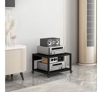 Support d'imprimante à 3 niveaux en bois avec support multimédia mobile et cadre en acier Tour audio d'angle avec étagères de rangement pour lecteur CD et support d'amplificateur