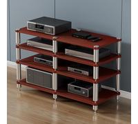 Support d'imprimante à 4 niveaux et support de rangement multimédia en bois pour consoles de jeux et composants, idéal pour les salles de récréation, les jeux et les étagères élégantes