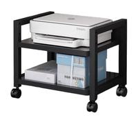 Support d'imprimante à roulettes à 2 niveaux, chariot d'imprimante sous le bureau avec étagère de rangement, étagère d'imprimante de bureau compacte pour scanners et télécopieurs (noir, L 49