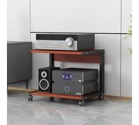 Support d'imprimante à roulettes moderne à 2 niveaux et console multimédia AV - Étagères de rangement en bois pour divertissement à domicile, salon, rack stéréo et solutions audio d'angle Design