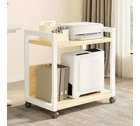 Support d'imprimante à roulettes réglable avec étagère de rangement - Support mobile pour CPU - Chariot industriel pour fax et scanner - 50,8 x 40,6 x 55,9 cm - Finition naturelle