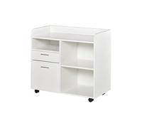 Vinsetto Support d'imprimante - Caisson d'organisation de Bureau Roulant - Dim. 80l x 40P x 72H cm en Bois Blanc
