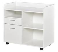 Vinsetto Support d'imprimante - Caisson d'organisation de Bureau Roulant - Dim. 80l x 40P x 72H cm en Bois Blanc