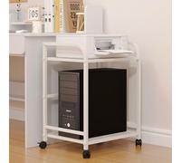 Support d'imprimante en métal, chariot roulant sous le bureau avec étagère de rangement et roues verrouillables pour imprimantes, télécopieurs et déchiqueteuses