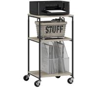 Support d'imprimante - HOMCOM - 3 niveaux - sur roulettes - hauteur réglable, cadre en acier - pour bureau, maison - effet bois