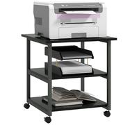 HOMCOM Support d'imprimante desserte de Rangement 3 Niveaux étagères Mobile sur roulettes 50 x 50 x 52,5 cm Noir
