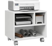 Support d'imprimante HOMCOM meuble de rangement bureau caisson 4 compartiments ouverts 40L x 30l x 36H cm blanc