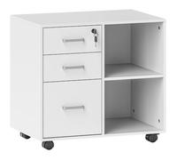 Support d'imprimante - HOMCOM - roulettes - 3 tiroirs verrouillables - panneau de particules - 60x40x56cm - blanc