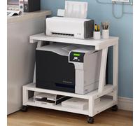 Support d'imprimante mobile à 3 niveaux, chariot roulant sous le bureau avec étagère de rangement, étagère compacte noire pour télécopieurs et scanners, organisation de bureau (48 x 38 x 52,2 cm)