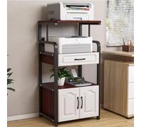 Support d'imprimante mobile à 4 niveaux avec rangement à roulettes sous le bureau, scanner de table et étagère de télécopieur, chariot d'imprimante compact pour la maison et le bureau, finition noire