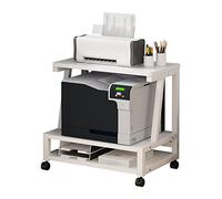 Support d'imprimante mobile avec rangement - Chariot utilitaire sur roulettes pour télécopieurs, scanners, fichiers et plus encore - Blanc pour la maison et l'espace de travail