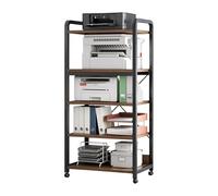 Support d'imprimante mobile avec roues verrouillables, cadre en acier de 20 mm d'épaisseur, étagère de bureau avec garde-corps, table multifonction pour la maison, le bureau et la cuisine (blanc, 60 x