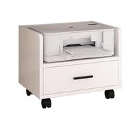 Support d'imprimante mobile roulant avec tiroir sous le bureau - Étagère multifonction pour imprimantes, scanners et télécopieurs - Finition noyer (76 x 45 x 45 cm)