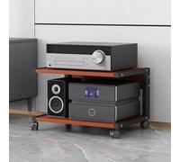 Support d'imprimante moderne à 2 niveaux avec étagères en bois - Support multimédia AV polyvalent pour la maison, le bureau, le salon, le rangement stéréo, centre de divertissement, organiseur mobile