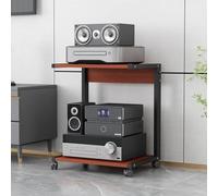 Support d'imprimante moderne avec roulettes - Étagère multimédia AV à 2 niveaux en bois - Console de rangement audio-vidéo - Rack stéréo polyvalent pour salon et bureau