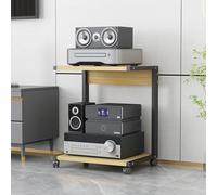Support d'imprimante moderne en bois sur roulettes 2 niveaux AV Media Étagères d'angle Centre de divertissement et de rangement pour salon Racks stéréo Tour audio Mobilier de bureau à domicile