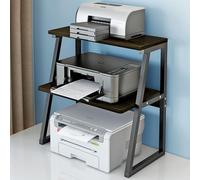 Support d'imprimante multifonction à 3 niveaux, étagère de bureau élégante avec rangement pour bureau à domicile, idéal pour imprimantes, télécopieurs et scanners - Support au sol marron