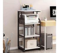 Support d'imprimante multifonction mobile sur roulettes Chariot d'imprimante robuste avec étagères de rangement Idéal pour les fournitures de bureau et les télécopieurs Noir et blanc 2 3 4 niveaux