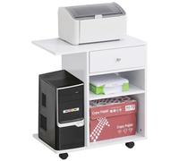 HomCom Support d'imprimante Vinsetto – Caisson 2 niches, tiroir, espace CPU et grand plateau, blanc