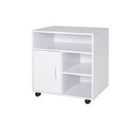 HomCom Support d'imprimante organiseur bureau Caisson placard 3 niches, grand plateau, panneaux particules Blanc