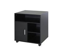 Support d'imprimante organiseur bureau caisson placard porte 3 niches + grand plateau panneaux particules noir