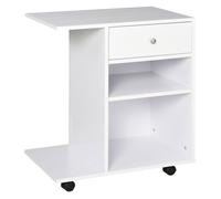 HomCom Support d'imprimante Vinsetto – Caisson 2 niches, tiroir, espace CPU et grand plateau, blanc