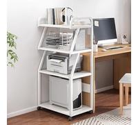 Support d'imprimante roulant multicouche de 20 mm avec cadre en acier et déflecteur de protection pour la maison, le bureau et la cuisine, blanc, 55 x 40 x 131 cm, solution d'économie d'espace