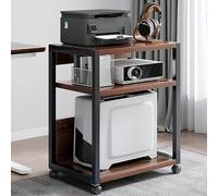 Support d'imprimante roulant réglable avec étagère de rangement - Chariot mobile pour fax, scanner et livres, design industriel - 50,8 x 30,5 x 55,9 cm