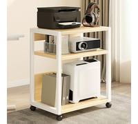 Support d'imprimante roulant réglable avec étagère de rangement, support de processeur industriel, table d'ordinateur mobile, pour fax, scanner, fichiers et livres (naturel, 50,8 x 30,5 x 68,6 cm)