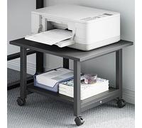 Support D'imprimante Sous Bureau, Meuble Imprimante Avec Rangement, Support Imprimante Roulette, Support De Rangement Pour Scanner Et Télécopieur À Domicile Ou Au Bureau(2layer-Black,48*40cm)