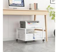 Support d'imprimante sous le bureau, chariot de rangement à roulettes à 2 niveaux avec roues verrouillables, organiseur au sol pour bureau à domicile, fax, imprimante, 50 x 40 x 10 cm