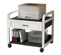 Support d'imprimante sous le bureau, chariot mobile à 2 niveaux avec roulettes pour l'organisation du bureau à domicile et économiser de l'espace