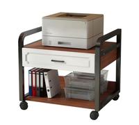 Support d'imprimante sous le bureau, chariot mobile à 2 niveaux avec roulettes pour l'organisation du bureau à domicile et économiser de l'espace