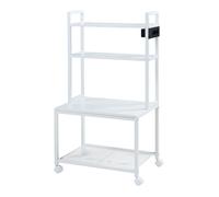 [en.casa] Support d'Imprimante à Roulettes Maniables avec Étagères et Module de Prises Integré Chariot de Service Multifonctionnel avec Freins Bureau Métal Panneau de Particules 100 x 55 x 38 cm Blanc