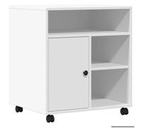 Support d'imprimante - vidaXL - 60x50x67 cm - Bois aggloméré - Blanc - Roulettes verrouillables