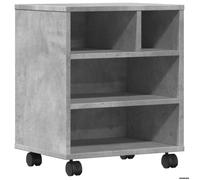 Support d'imprimante - vidaXL - 840621 - Gris béton - 41x32x48 cm - Avec roulettes verrouillables